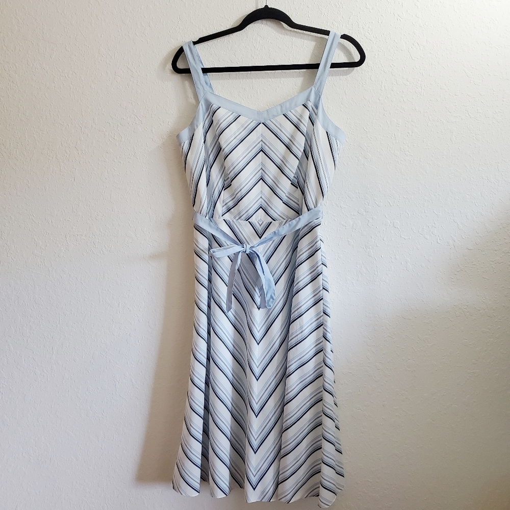 Ann Taylor Loft Diagonal Stripe V-Neck Dress 10